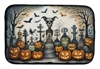 Pet Cemetery Spooky Halloween Dish Drying Mat Absorbent Dish Drying Mat Pad for Kitchen Counter Dish Drainer Mat for Countertop, 14 x 21", Multic (Default: Default)
